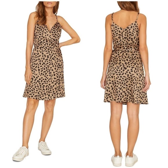 Sanctuary Wrap It Up Dress Leopard Print Mini Summer Party Sz L - Picture 1 of 12